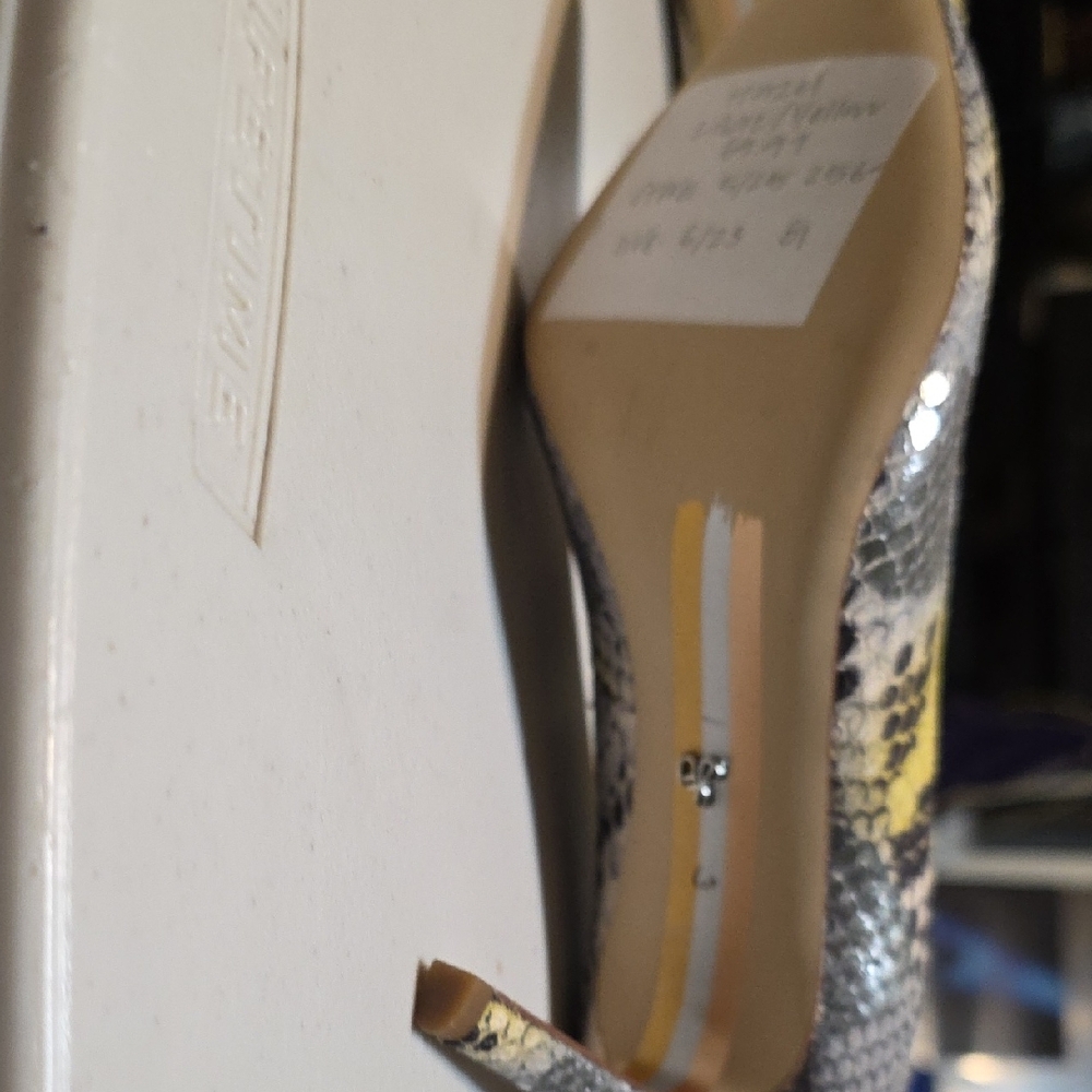 Sam Edelman Snake-Print Pointed Pumps with Pink & Yellow Accents - Picture 3 of 4